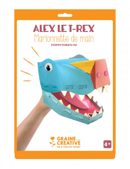 Marionnette de main en carton Alex le T-rex 20,5 x 29 cm Marionnette de main en carton Alex le T-rex 20,5 x 29 cm