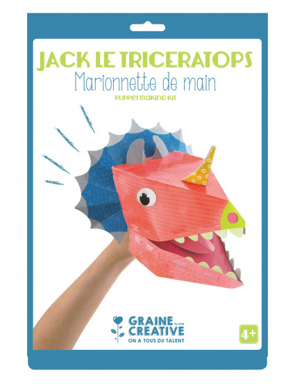 Marionnette de main en carton Jack le tricératops 20,5 x 29 cm Marionnette de main en carton Jack le tricératops 20,5 x 29 cm