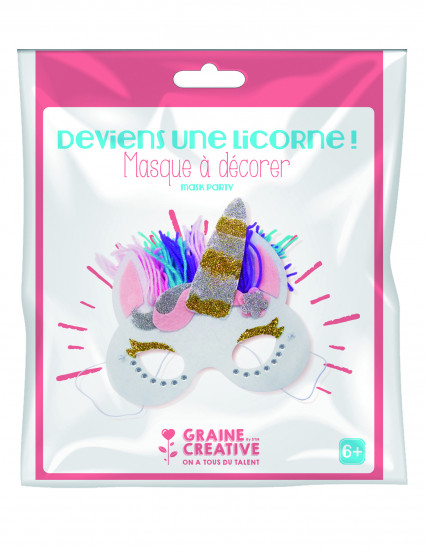 Kit masque en feutrine Licorne 19,5 x 14,5 cm Kit masque en feutrine Licorne 19,5 x 14,5 cm