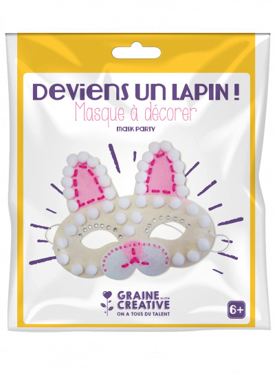 Kit masque en feutrine Lapin 18 x 21 cm Kit masque en feutrine Lapin 18 x 21 cm