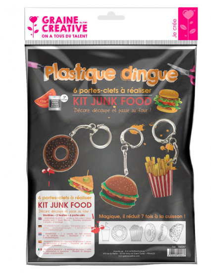 Kit plastique dingue 6 porte-clefs Junk food Kit plastique dingue 6 porte-clefs Junk food