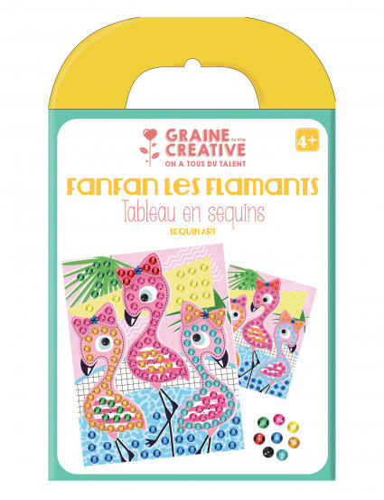 Tableau en sequins Flamants roses 19 x 15 cm Tableau en sequins Flamants roses 19 x 15 cm