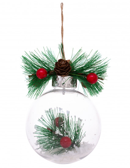 Boule de noël naturelle avec neige et sapin 8 cm modèle aléatoire Boule de noël naturelle avec neige et sapin 8 cm modèle aléatoire