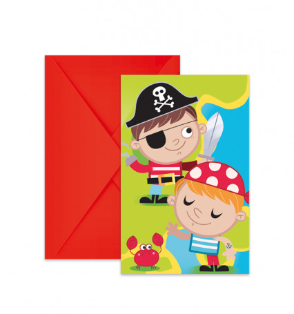 6 Cartons d'invitation et enveloppes chasse au trésor pirate 14 x 9 cm 6 Cartons d'invitation et enveloppes chasse au trésor pirate 14 x 9 cm