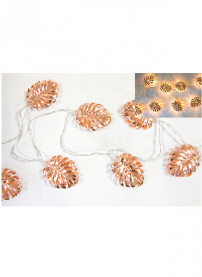Guirlande lumineuse rose gold feuilles tropicales 1,65 m Guirlande lumineuse rose gold feuilles tropicales 1,65 m