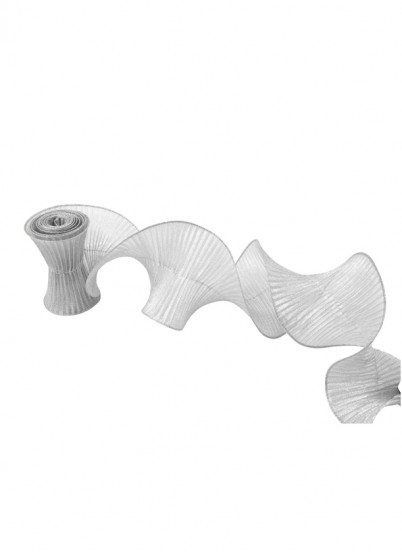Suspension ruban plissé armé brillant argent 12 cm x 2,5 m Suspension ruban plissé armé brillant argent 12 cm x 2,5 m