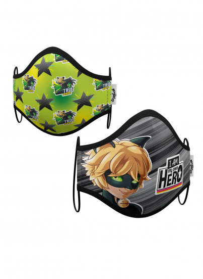 Boîte de 2 masques de protection enfant réutilisables Chat Noir™ Boîte de 2 masques de protection enfant réutilisables Chat Noir™