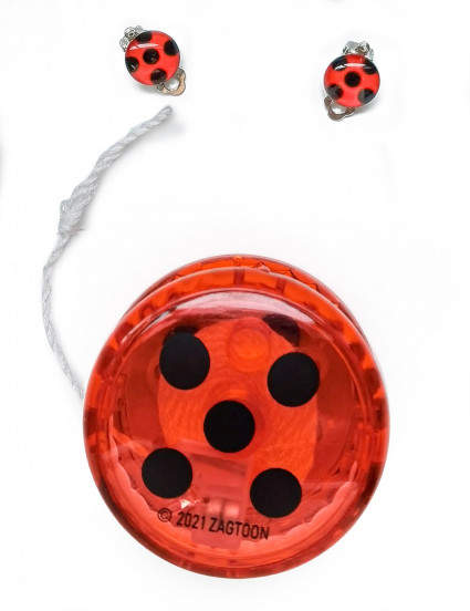 Kit yoyo lumineux et boucles d'oreilles Ladybug Miraculous™ enfants Kit yoyo lumineux et boucles d'oreilles Ladybug Miraculous™ enfants