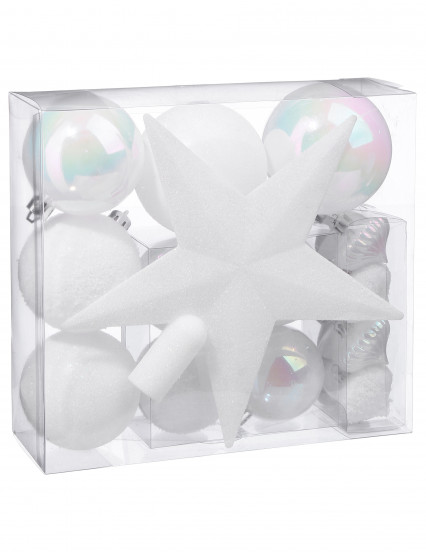 Kit décorations de sapin blanc 18 pièces Kit décorations de sapin blanc 18 pièces
