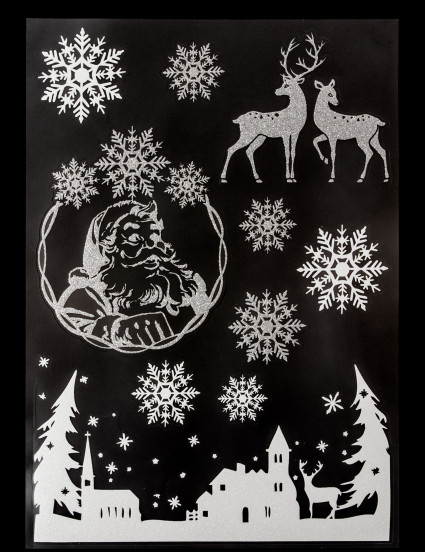 Stickers pour vitre village de Noël et flocons 29 x 41 cm Stickers pour vitre village de Noël et flocons 29 x 41 cm