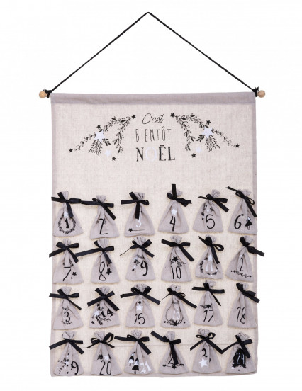 Calendrier de l'avent en tissu 24 pochons 65 x 48 cm Calendrier de l'avent en tissu 24 pochons 65 x 48 cm