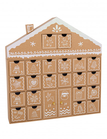 Calendrier de l'avent maison de pain d'épice 24,5 x 42 cm Calendrier de l'avent maison de pain d'épice 24,5 x 42 cm