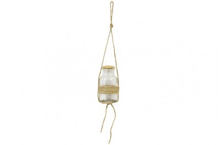 Pot en verre avec corde et bouchon en liège à suspendre 10 x 5,5 cm Pot en verre avec corde et bouchon en liège à suspendre 10 x 5,5 cm