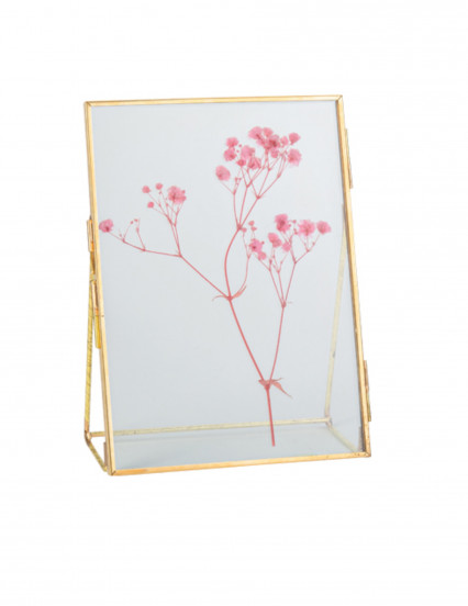 Cadre à poser en verre gypsophile rose et or 18,5 x 13,5 cm Cadre à poser en verre gypsophile rose et or 18,5 x 13,5 cm