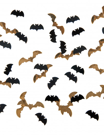 Confettis chauve-souris noir et or 15g 1,7 x 0,7 cm et 2,5 x 0,7 cm Confettis chauve-souris noir et or 15g 1,7 x 0,7 cm et 2,5 x 0,7 cm