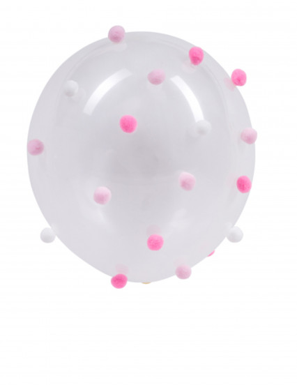 5 Ballons pompons transparents rose et blanc 30 cm 5 Ballons pompons transparents rose et blanc 30 cm