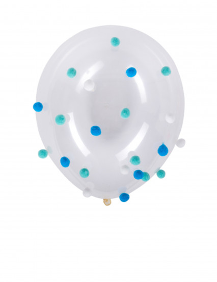 5 Ballons pompons transparents bleu et blanc 30 cm 5 Ballons pompons transparents bleu et blanc 30 cm