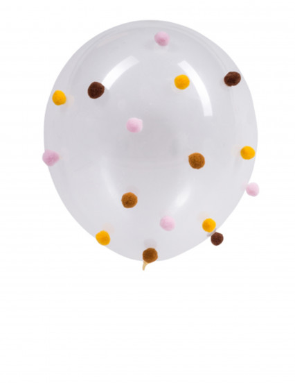 5 Ballons pompons transparents rose choco moutarde 30 cm 5 Ballons pompons transparents rose choco moutarde 30 cm