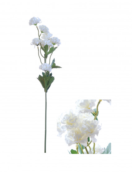 Œillets artificiels blancs sur tige 42 cm Œillets artificiels blancs sur tige 42 cm