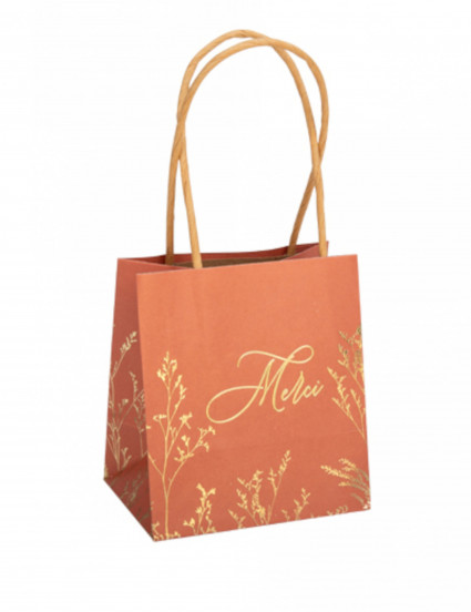 6 Sacs cadeaux merci terracotta et brindilles or 10 x 11 x 7 cm 6 Sacs cadeaux merci terracotta et brindilles or 10 x 11 x 7 cm
