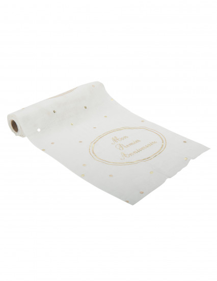Chemin de table gaze de coton Mon Premier Anniversaire 28 cm x 5 m Chemin de table gaze de coton Mon Premier Anniversaire 28 cm x 5 m
