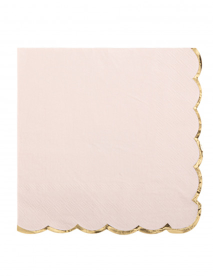 16 Serviettes rose poudré à bords festonnés dorés 33 x 33 cm 16 Serviettes rose poudré à bords festonnés dorés 33 x 33 cm