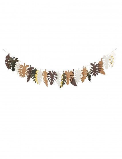 Guirlande feuilles tropicales chocolat kraft ivoire doré 2 m Guirlande feuilles tropicales chocolat kraft ivoire doré 2 m