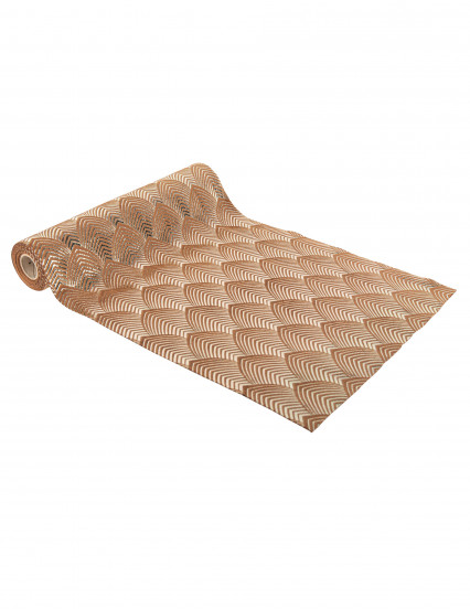 Chemin de table Love touch velours camel et or 28 cm x 3 m Chemin de table Love touch velours camel et or 28 cm x 3 m