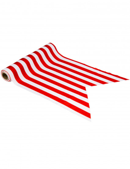 Chemin de table pirate lavable rayures rouge et blanches 28 cm x 5 m Chemin de table pirate lavable rayures rouge et blanches 28 cm x 5 m