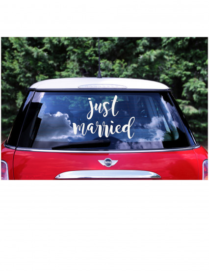 Autocollant pour voiture Just married blanc 33 x 45 cm Autocollant pour voiture Just married blanc 33 x 45 cm