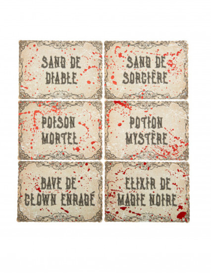 6 Etiquettes pour bouteilles cabinet de curiosité 12,5 x 9 cm 6 Etiquettes pour bouteilles cabinet de curiosité 12,5 x 9 cm