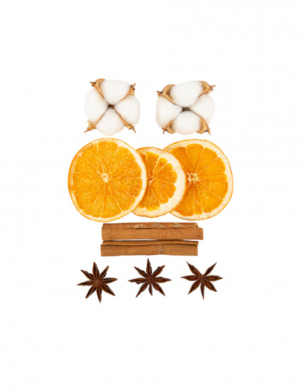 Lot 10 pièces fleurs de coton, cannelle, anis et oranges séchées 4 à 8 cm Lot 10 pièces fleurs de coton, cannelle, anis et oranges séchées 4 à 8 cm