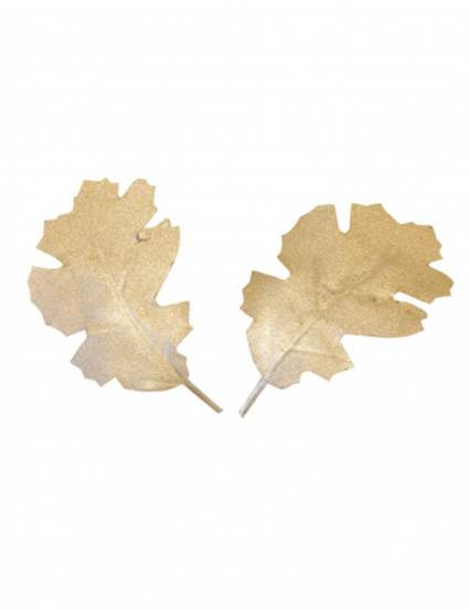 9 Feuilles de chêne en tissu métallisé dorées 7,8 x 5,3 cm 9 Feuilles de chêne en tissu métallisé dorées 7,8 x 5,3 cm