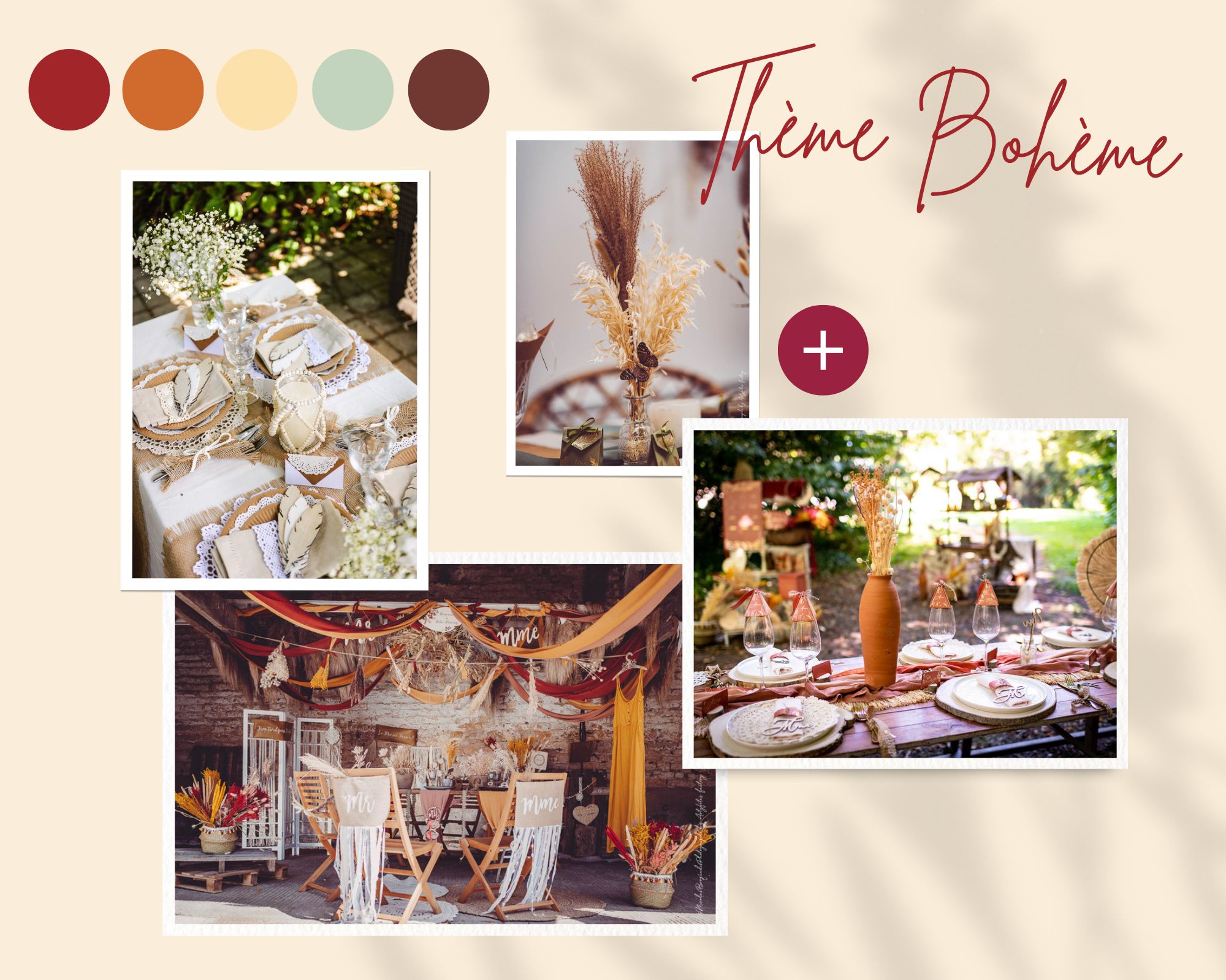 moodboard mariage thème bohème