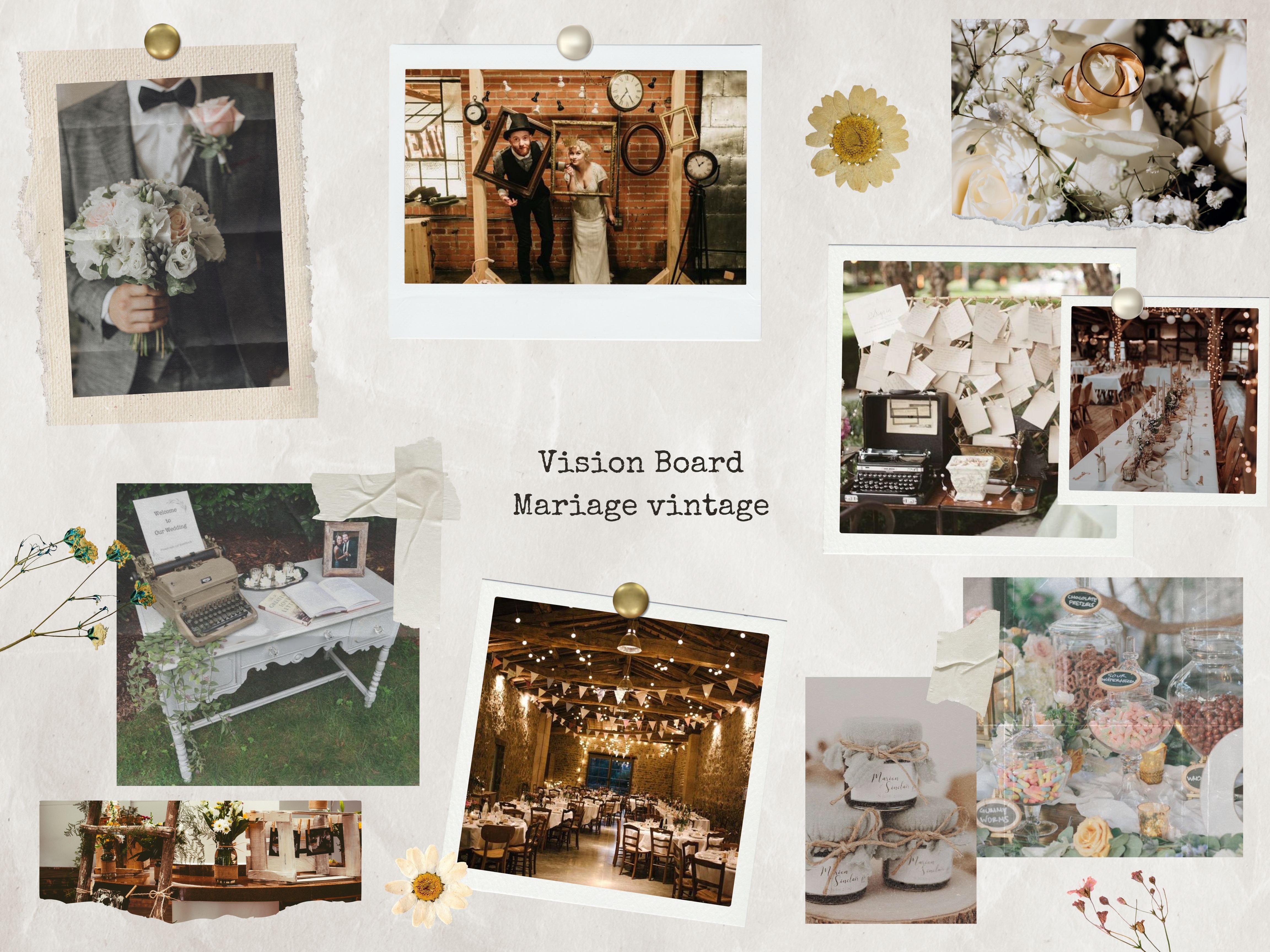 vision board mariage vintage